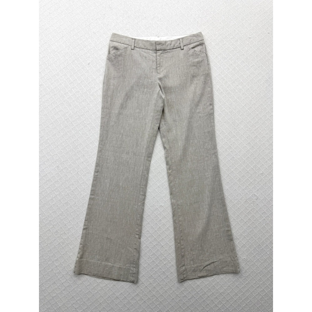 Gap Perfect Trouser Natural Beige Oatmeal Linen Blend Bootcut Pants Women's 4R